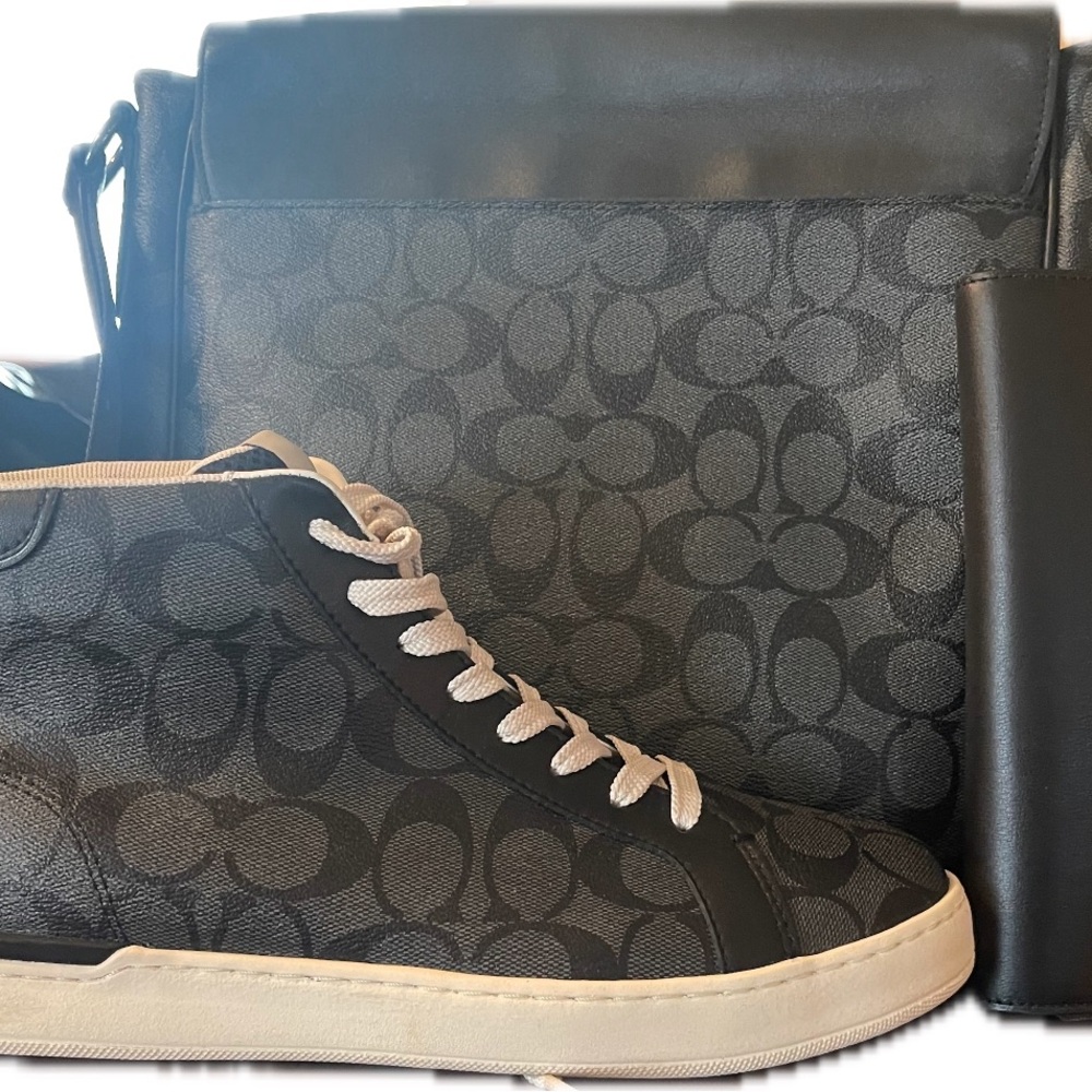 Coach Black Signature Monogram Sneaker and Crossbody Set